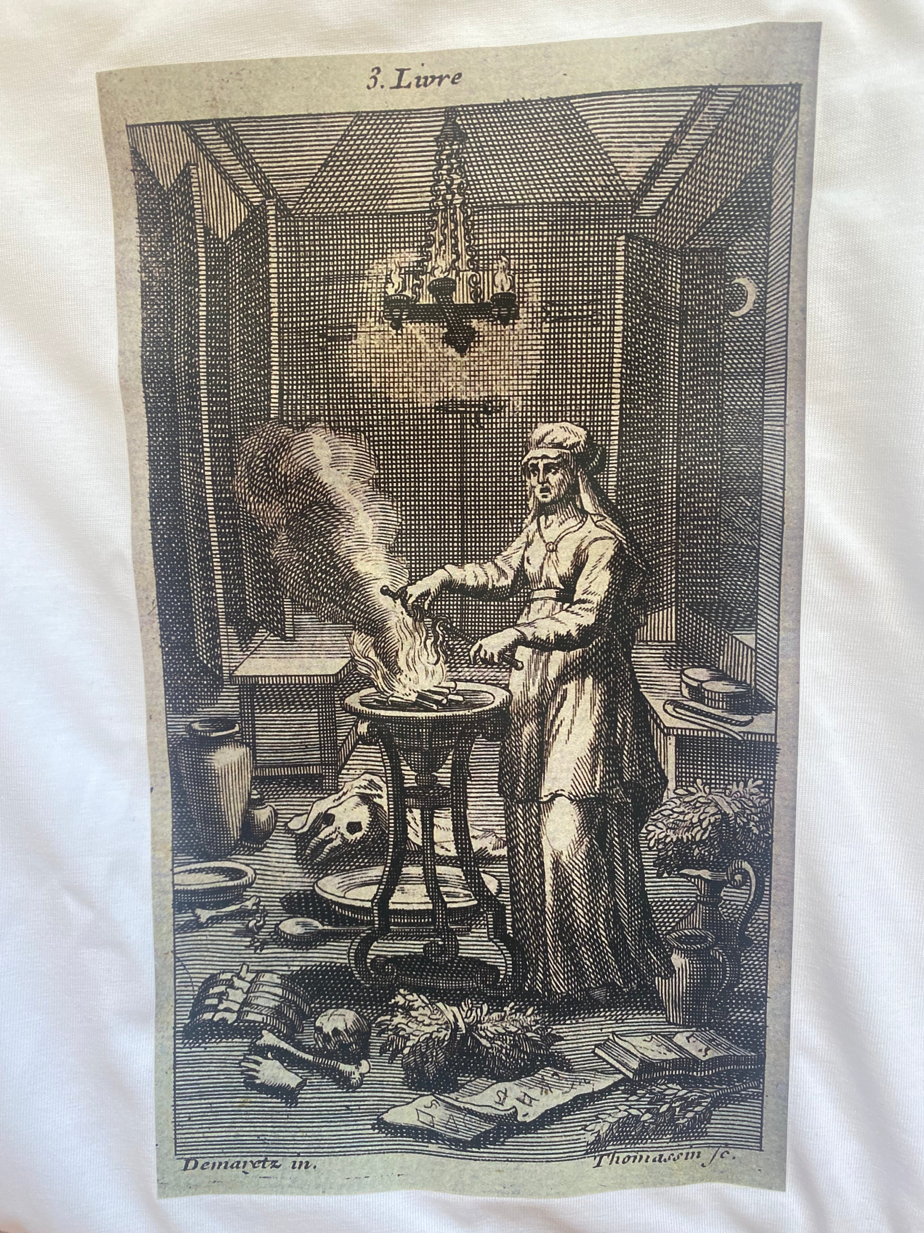 Gothic Crop Top | Mystical Ritual Print Women's Oversize