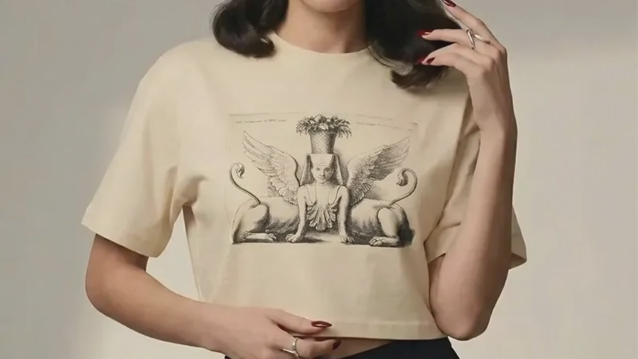 Women's Crop T-Shirt Winged Sphinx